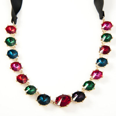 给力美饰 欧美首饰商行 厂家直销供货 超值款彩色宝石项链