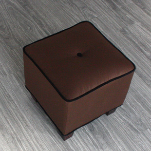 裹牙沙发凳定制 布艺复古木腿换鞋凳 方墩 小户型纽扣家用搁脚凳