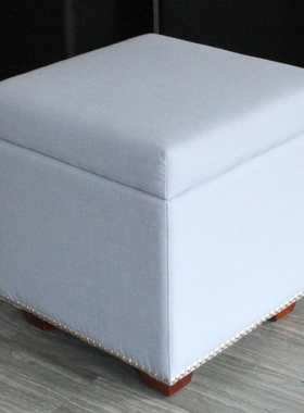 定制泡钉沙发凳 简约收纳鞋凳穿鞋凳储物蓝色布凳 样板间床尾凳