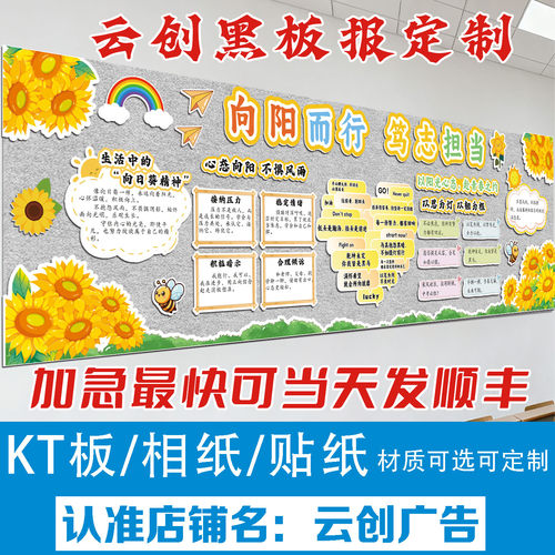 心理健康阳光心态情绪管理黑板报装饰墙贴画中小学教室kt板定制