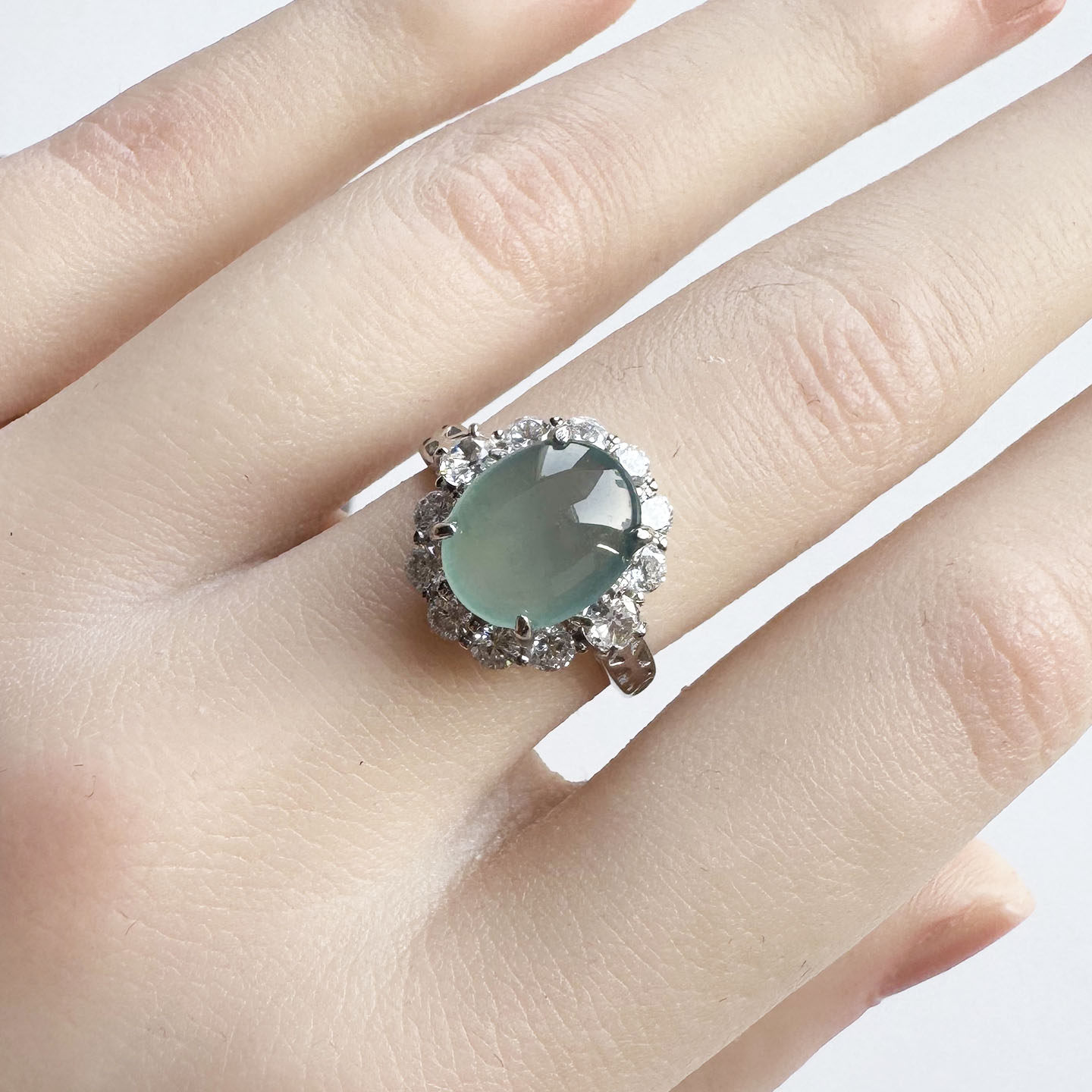 翡翠林 缅甸老坑高冰种天空蓝翡翠蛋面戒指S925银镶外层电镀24K金,珠宝/钻石/翡翠,戒指/指环,淘宝优惠券,粉丝福利购,淘宝优惠卷