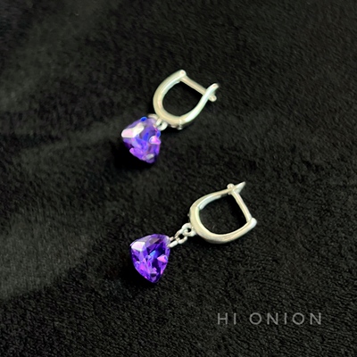 HiOnion原创小众紫锆石纯银迷你耳扣百搭男女个性超闪耳夹