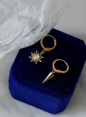 Hi Onion原创巴斯特之曲 镀金耳扣耳夹不对称耳环小众超仙百搭