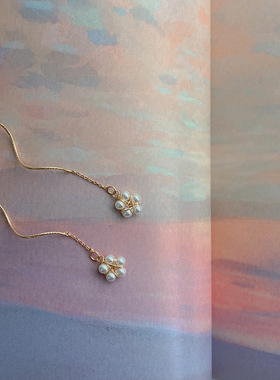 Hi Onion原创夏日白昼小众复古迷你短款珍珠耳环耳线耳夹简约百搭