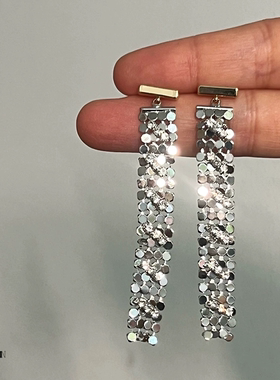 《水云宽》原创小众长款流苏锆石耳钉银针高级超闪轻奢耳夹耳环