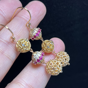 Hi Onion《仲夏夜之梦》小众设计复古超闪不对称耳环耳夹优雅重工