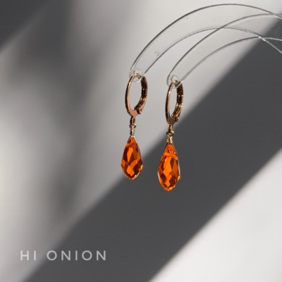 HiOnion《橘子汽水》小众黄水滴耳扣百搭适合夏天个性男女耳夹