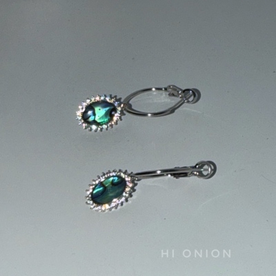HiOnion小众设计鲍鱼贝镶钻耳扣耳钉个性百搭超闪耳夹