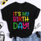 新款 Birthday shirt 这是我生日印花T恤亲子装 生日礼物