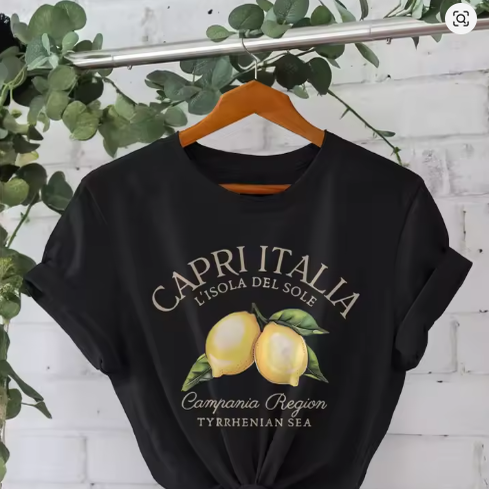Capri Italia T shirt 欧美风个性柠檬印花女士短袖打底T恤衫上衣