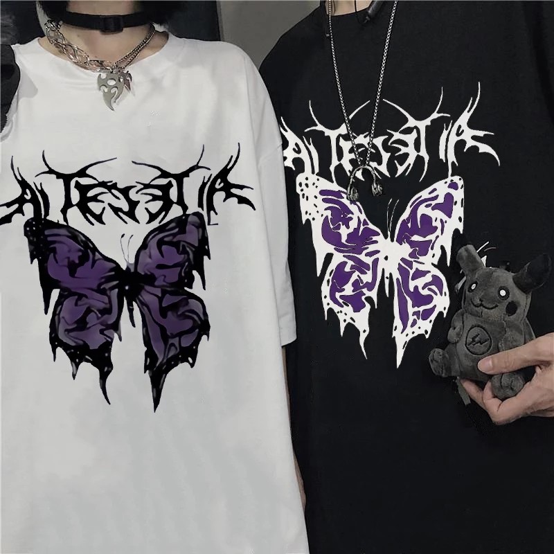 Butterfly T Shirt 网红同款超火蝴蝶印花大版宽松女士短袖T恤