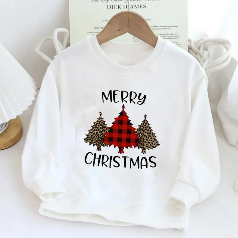 Merry Christmas Hoodie Kid 圣诞节圣诞卫衣儿童长袖白色外套