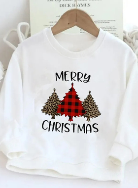 Merry Christmas Hoodie Kid 圣诞节圣诞卫衣儿童长袖白色外套