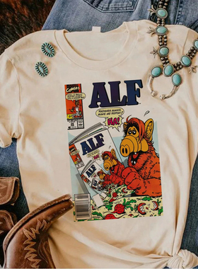 ALF T shirt 2026新款卡通食蚁兽印花圆领短袖T恤女街头百搭上衣