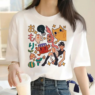 Anime T shirt 卡通动漫印花夏季女士街头上衣休闲圆领体恤衫ins