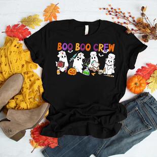 万圣节T恤卡通幽灵护士印花短袖 Gost shirt T恤节日衣服 Nurse