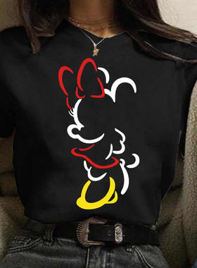 Kartoon Mouse T shirt 超火卡通老鼠印花短袖T恤黑色大码夏装潮