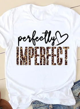 Leopard Imperfect T shirt 夏季女士短袖T恤小清新白色字母上衣