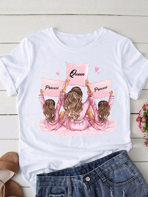 Lovely Mom T shirt 新款超级妈妈母女T恤休闲大码圆领亲子装上衣