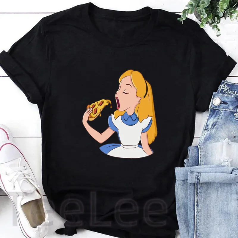 Princess T shirt 时尚卡通公主印花短袖T恤女士夏季亲子装上衣服
