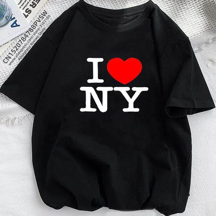 I Love NY Tshirt 个性我爱纽约印花女士大码短袖T恤休闲夏季上衣