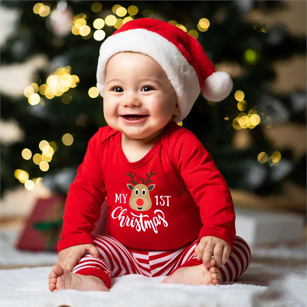 Christmas Bodysuit 圣诞节爬服儿童宝宝新生儿红色长袖连体哈衣