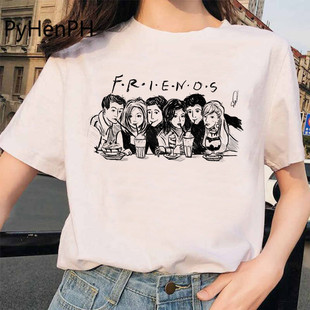 白色T恤女美剧老友记friends 周边短袖男女T恤INS超火外贸体恤衫
