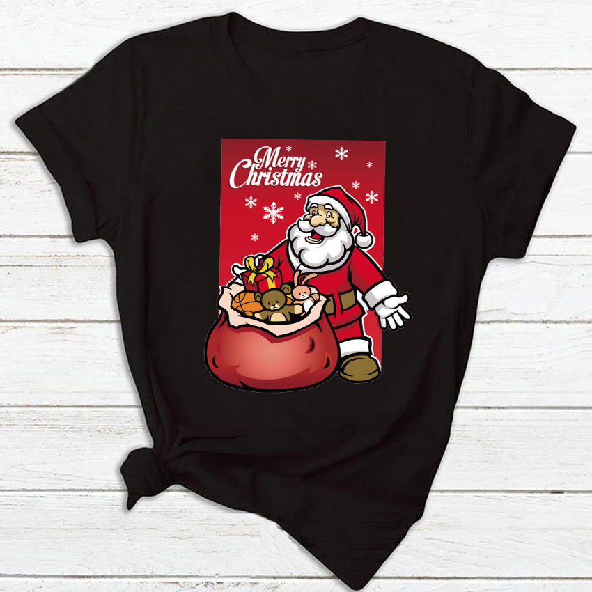 Santa New Year T shirt 2022新款圣诞节新年短袖T恤亲子装衣服