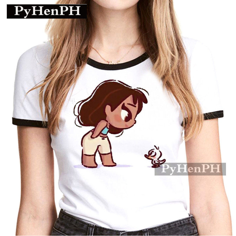Cute Princess Ringer TShirt 欧美风小公主与小萌宠印花撞边T恤