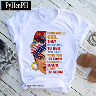Queen African Girl T-shirt 个性女王非洲女孩印花男女情侣T恤