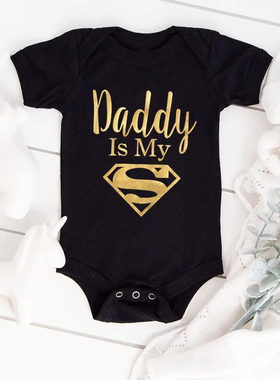 Daddy Is My Superman Babysuit 超人爸爸印花宝宝纯棉短袖爬服