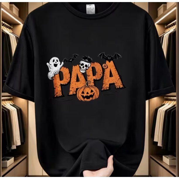 MAMA PAPA Halloween T shirt 万圣节爸爸妈妈T恤短袖夫妻情侣装