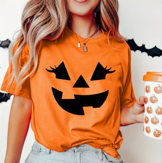 Halloween Smile T shirt 个性笑脸印花万圣节T恤男女情侣装体恤