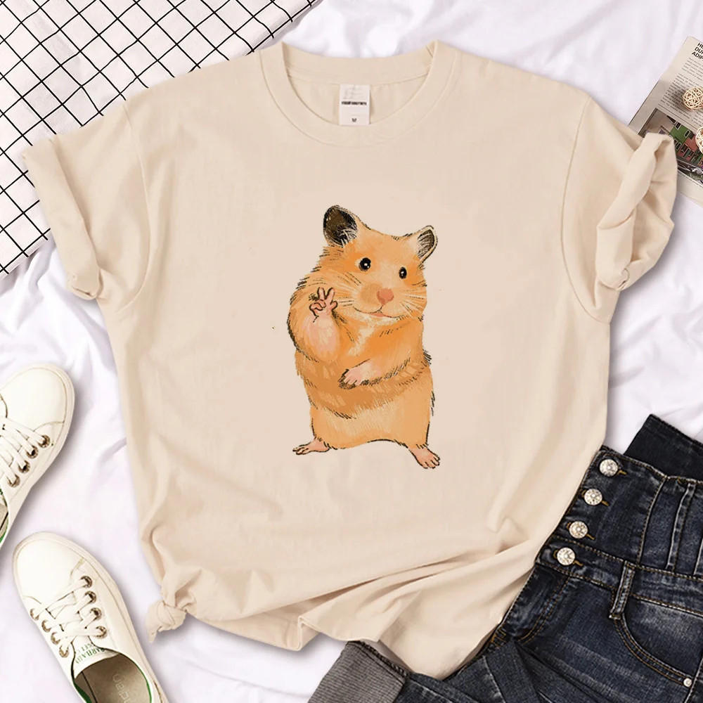 Hamster T shirt 卡通可爱仓鼠印花短袖T恤男女情侣装上衣体恤