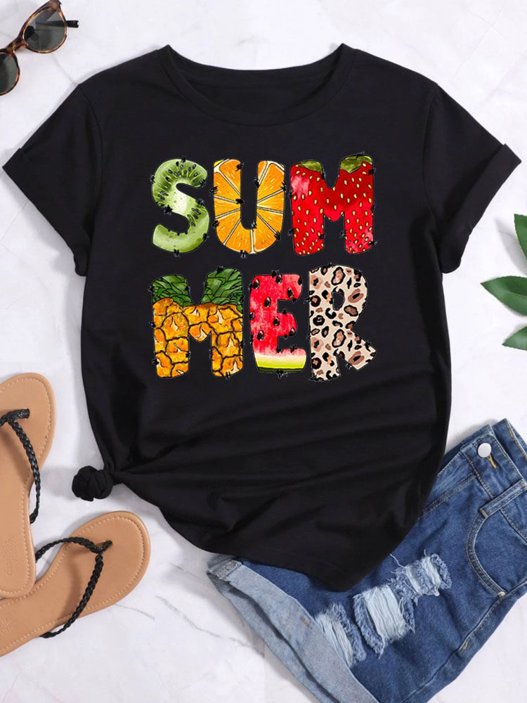 Summer Fruit T shirt 新款夏季水果T恤设计感休闲大版男女体恤衫