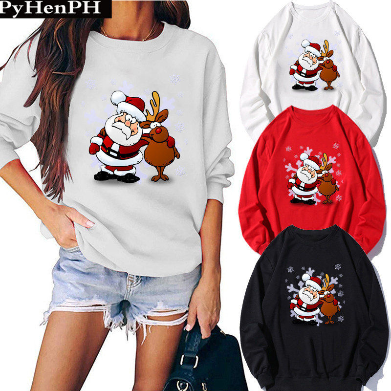 Christmas Hoodies 圣诞老人圣诞卫衣男女情侣套头衫休闲节日卫衣