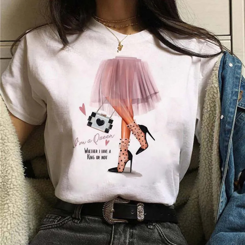 Fashion Icon T shirt 新款夏季女装个性时尚达人白领印花T恤上衣