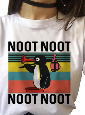 Noot Noot Pingu T-shirt 欧美个性企鹅印花T恤趣味搞怪亲子体恤