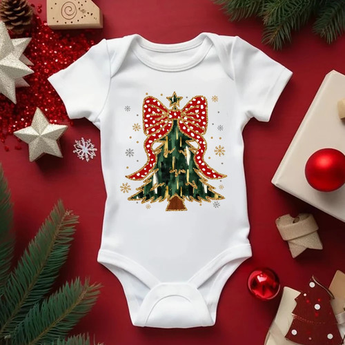 Christmas Tree Baby Bodysuit 新款圣诞节圣诞树印花新生儿爬服