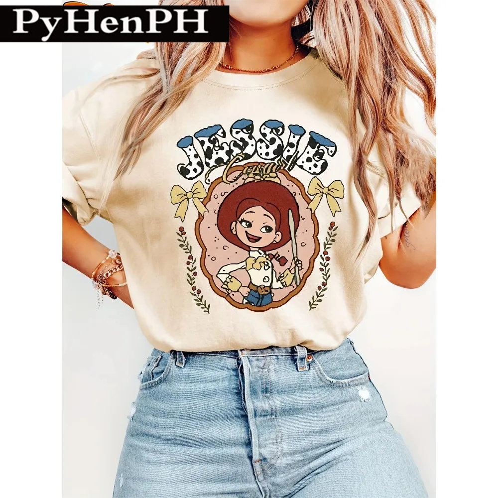 Cartoon Princess T shirt 欧美风卡通公主印花女士圆领T恤夏女装