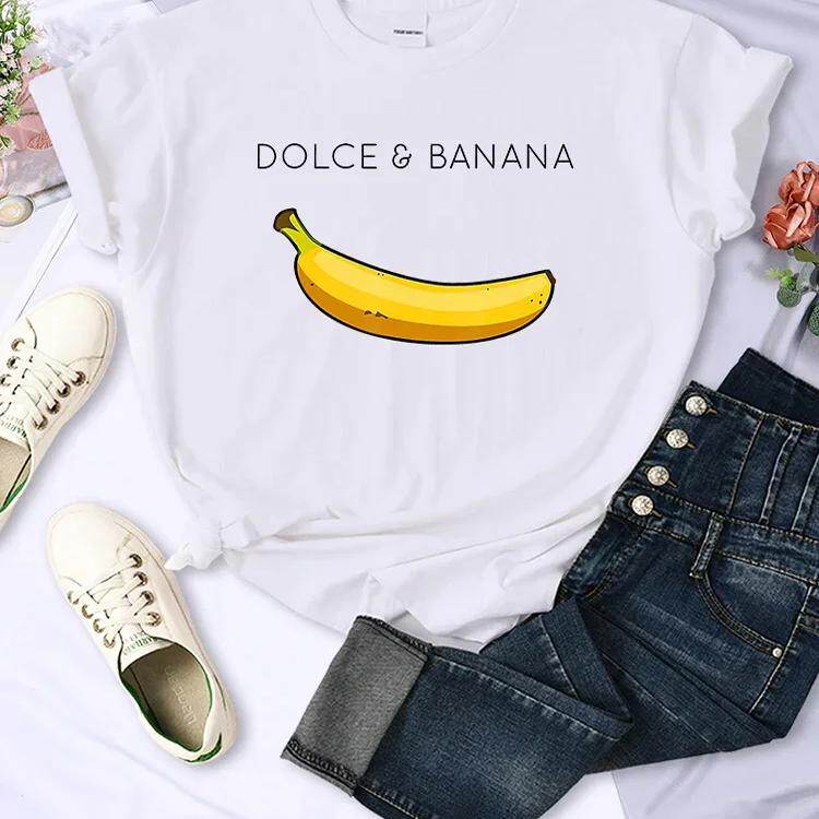 Banana T shirt 超火创意香蕉印花圆领短袖T恤男女情侣上衣半袖