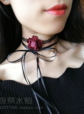 choker蕾丝花朵防过敏绑带项链