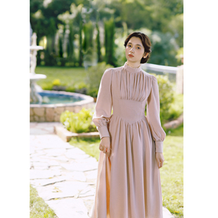 复古文艺宫廷优雅日常显瘦灯笼袖 高领法式 连衣裙 索菲亚 拾光裁缝