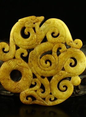 天然新疆和田玉古玉老玉精工雕刻把件 福寿如意 送证书 包邮