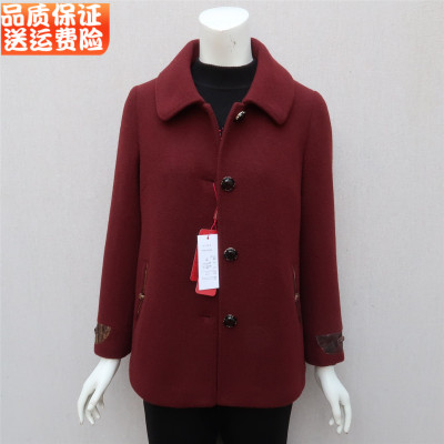 中年女羊毛呢大衣妈妈装毛呢外套