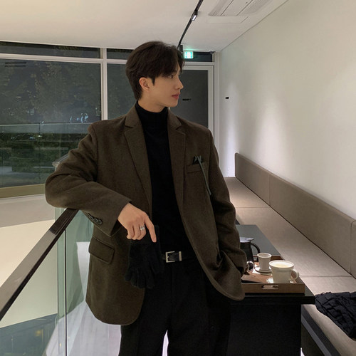 碧舍韩系潮流保暖加厚毛呢西服