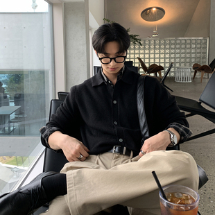 长袖 碧舍高级感韩系春季 休闲宽松青春时尚 混纺针织开衫 毛衣男 新款