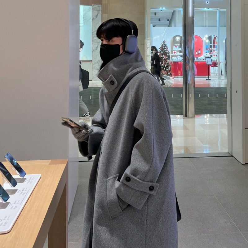 碧舍秋冬韩版防风保暖毛呢大衣