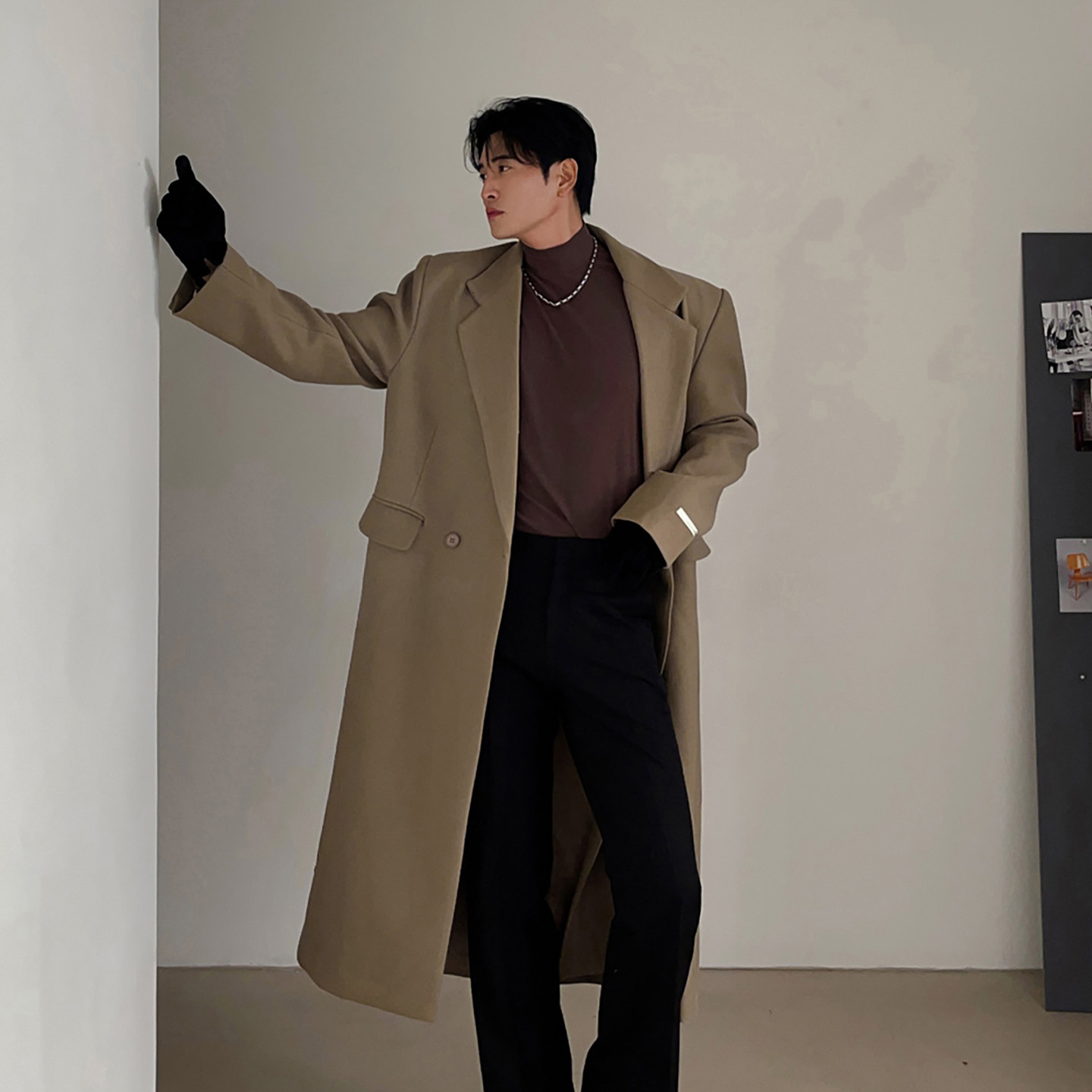 碧舍老钱风毛呢大衣男韩版宽松立体剪裁中长款秋冬西装领垫肩外套,男装,毛呢大衣,淘宝优惠券,粉丝福利购,淘宝优惠卷