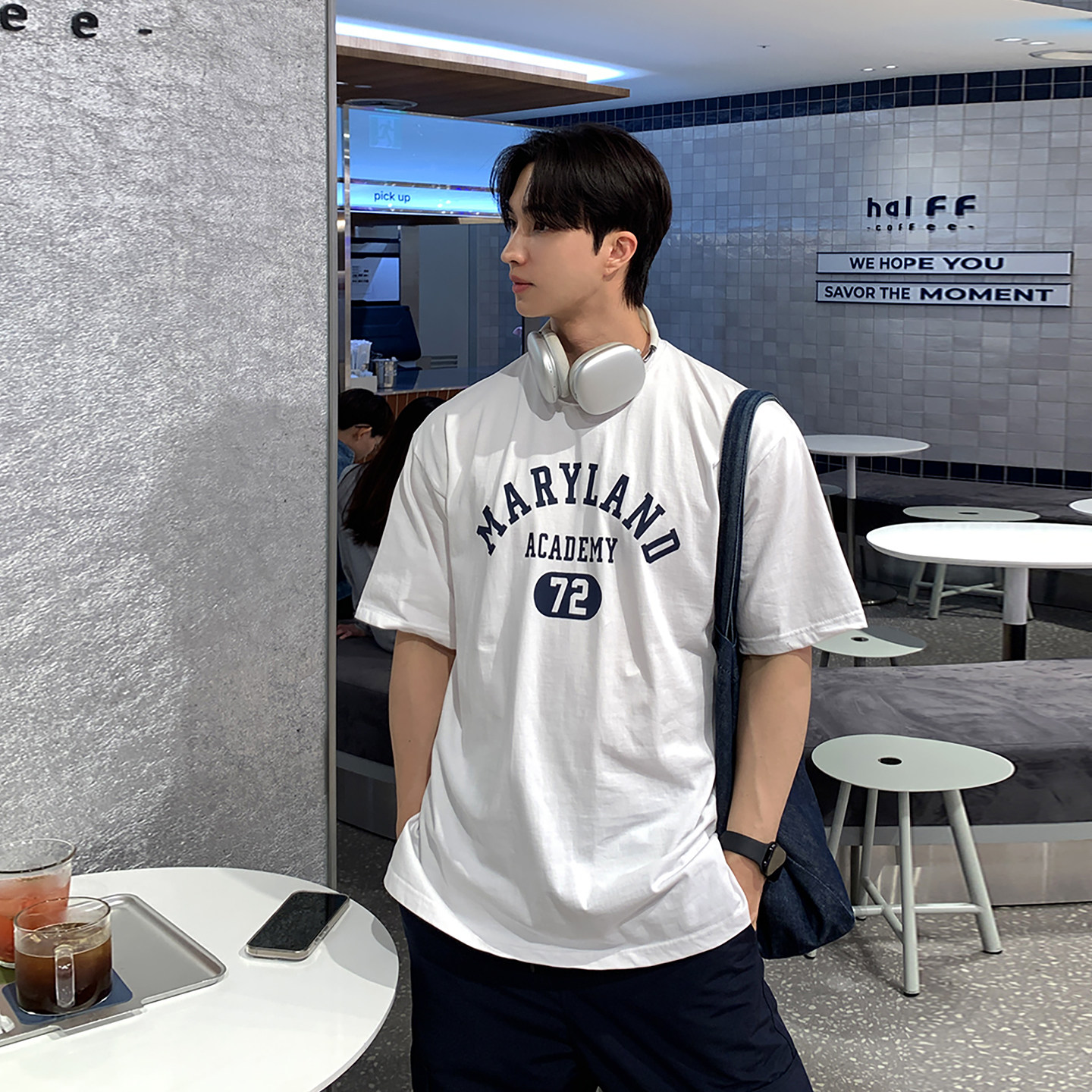 碧舍新款重磅独特年轻ins质感T恤圆领字母休闲短袖时尚纯棉打底衫